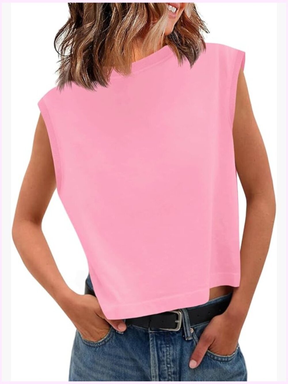 Cropped Cap Sleeve Tank Top Loose Fit Summer Basic Tee